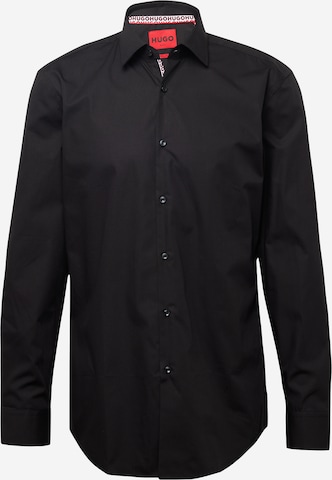 HUGO - Regular Fit Camisa clássica 'Koey' em preto: frente