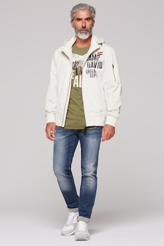 CAMP DAVID Stone Washed Blouson mit Kapuze und Artworks in Grau