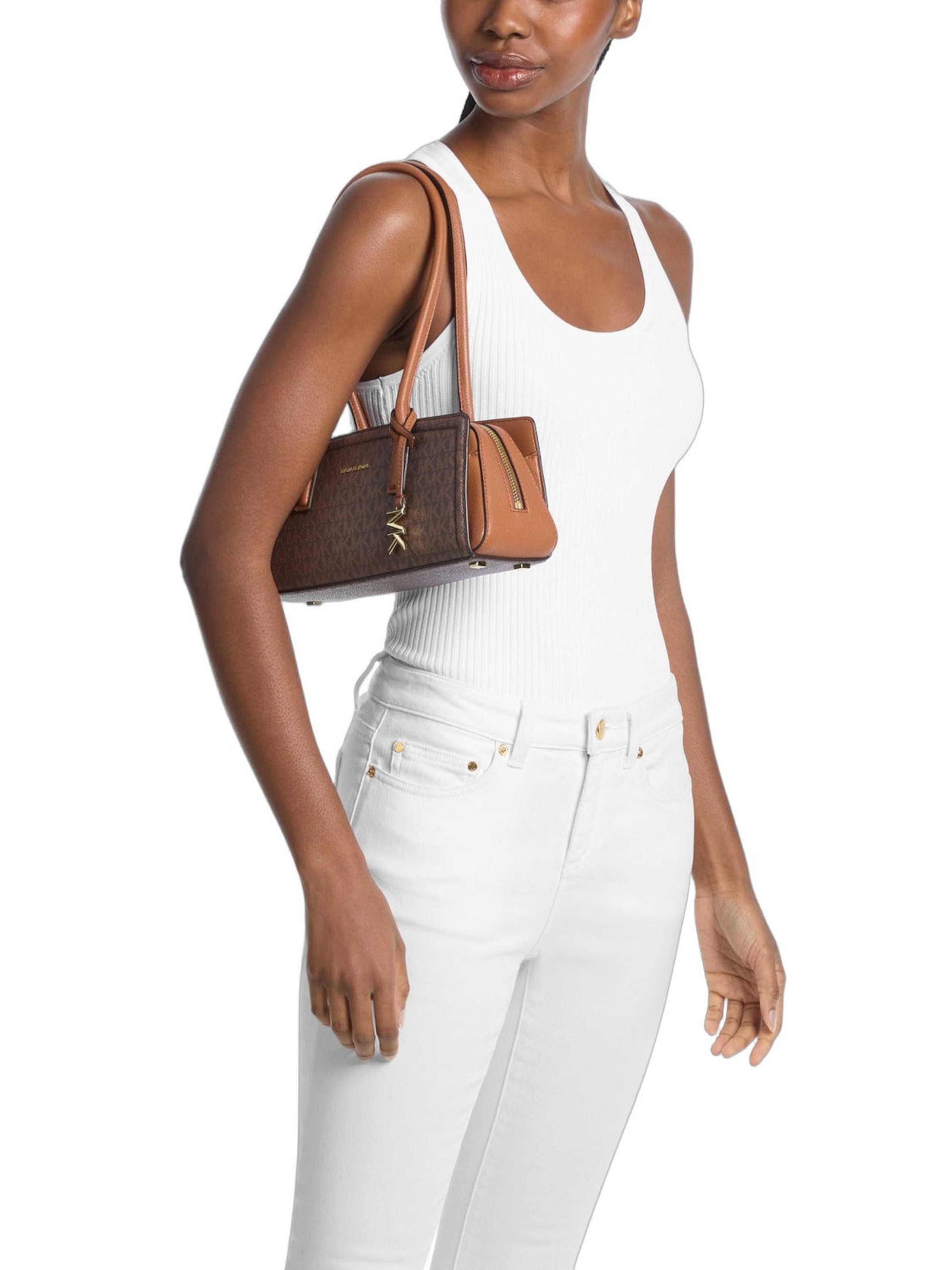 MICHAEL Michael Kors Axelremsväska 'Michael Kors Sac bandoulière Laila Signature Small East West  Marron' i brun