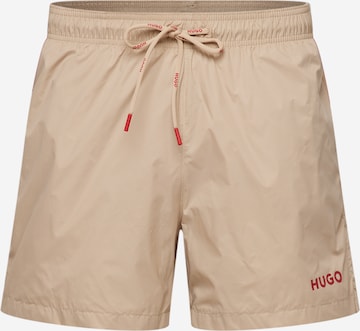 HUGO Red Board Shorts 'HAITI' in Beige: front