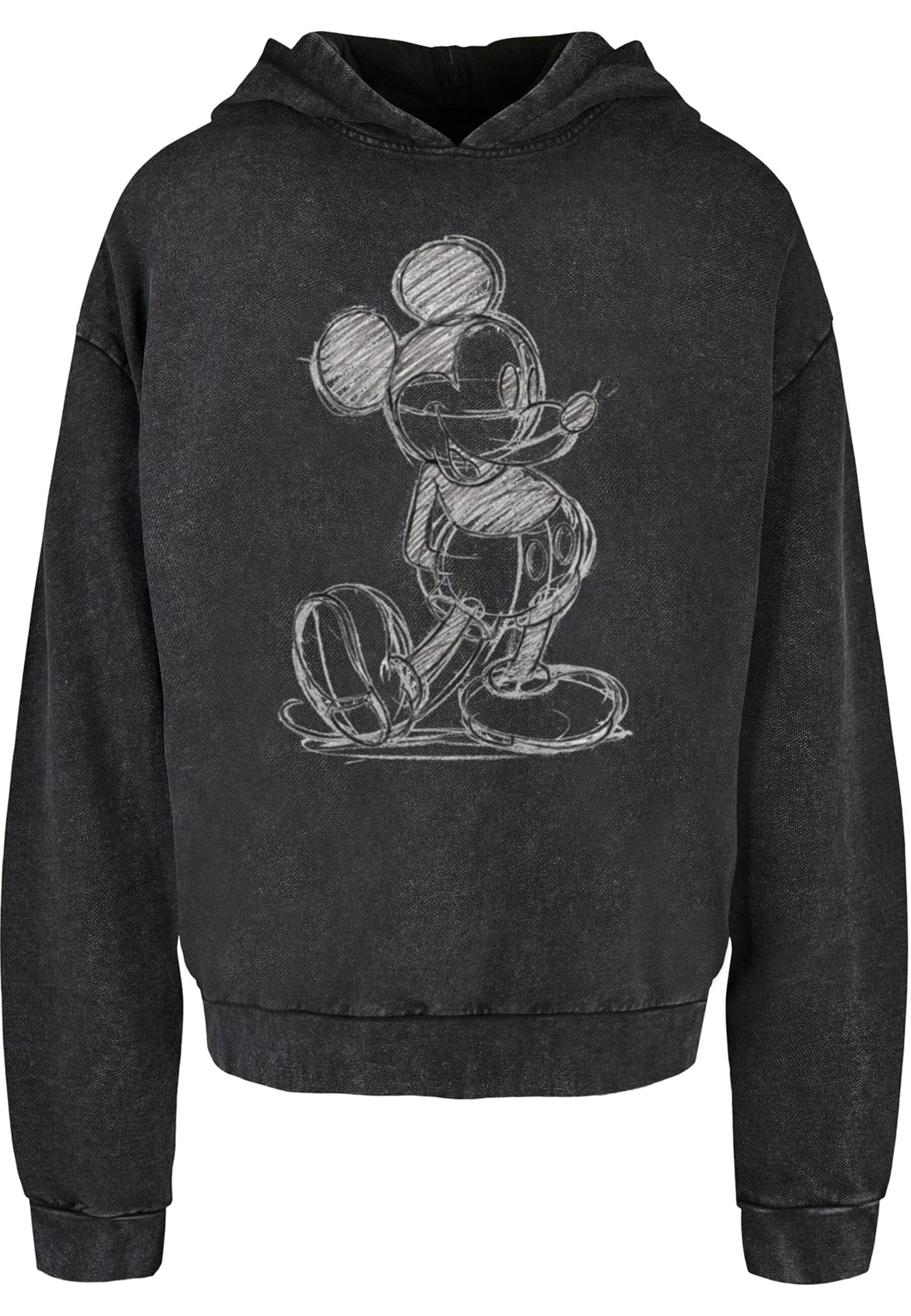 ABSOLUTE CULT Sweatshirt 'Mickey Mouse - Sketch Kick' in Schwarz: Vorderseite