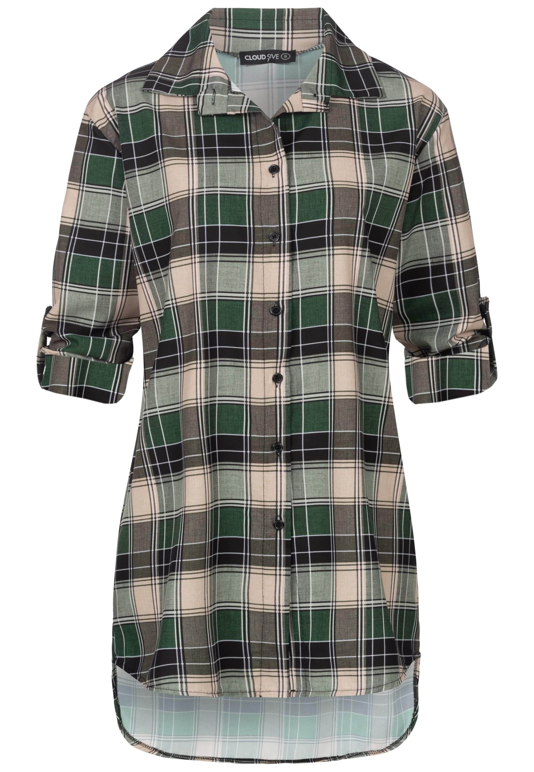 Cloud5ive Bluse in beige / braun / grün / hellgrün, Produktansicht