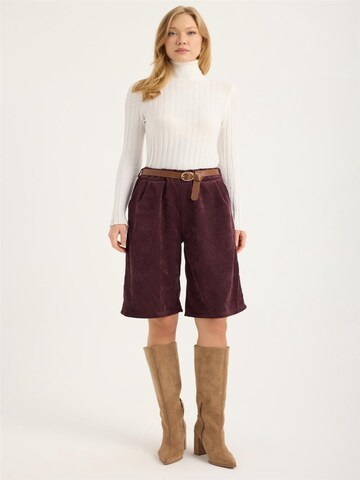 HOME STORE Wide leg Bandplooibroek in Lila: voorkant