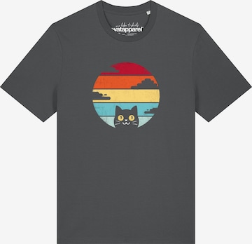 Watapparel Shirt 'Retro Sunset Cat' in Grijs: voorkant