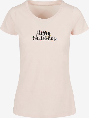 Merchcode Shirt 'Merry Christmas Lights' in Pink: front