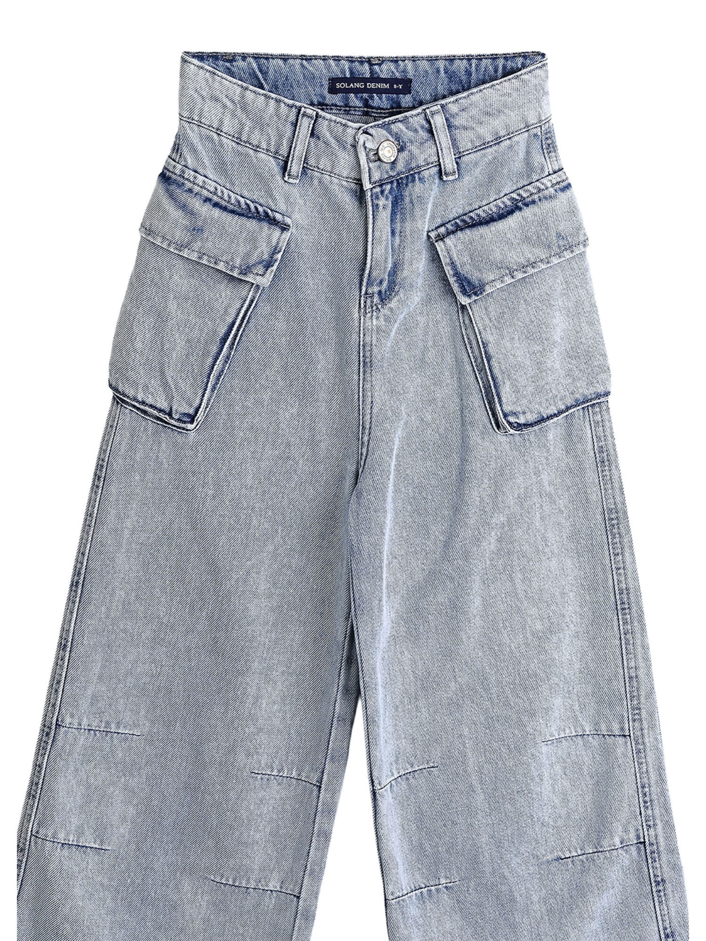 Solang Regular Hose Denim-Cargo-Hose mit Cargotaschen in Blau