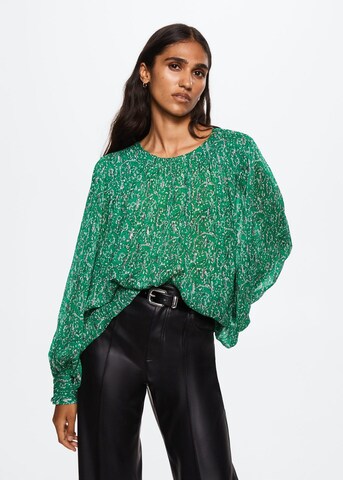 MANGO Blouse 'Ruffle' in Groen: voorkant