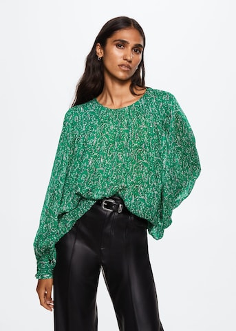 MANGO Bluse 'Ruffle' i grønn: forside