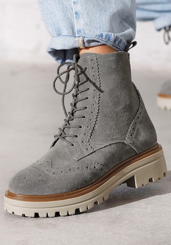 LASCANA Lace-Up Ankle Boots in Grey: front