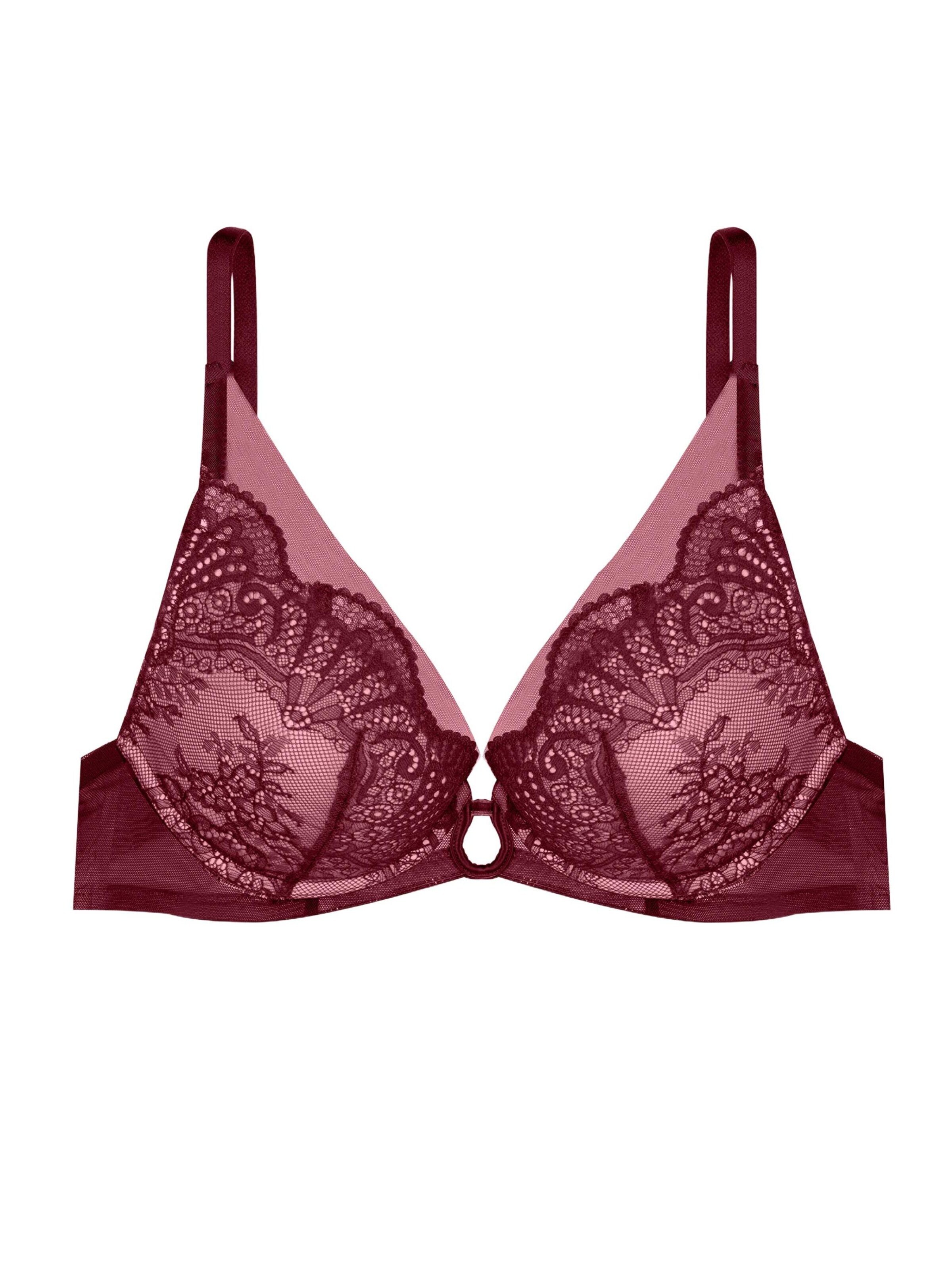 ESOTIQ - Push-up Sujetador 'Push-up-BH Tone, transparentes Mesh, Spitzenbesatz' en marrón: frente