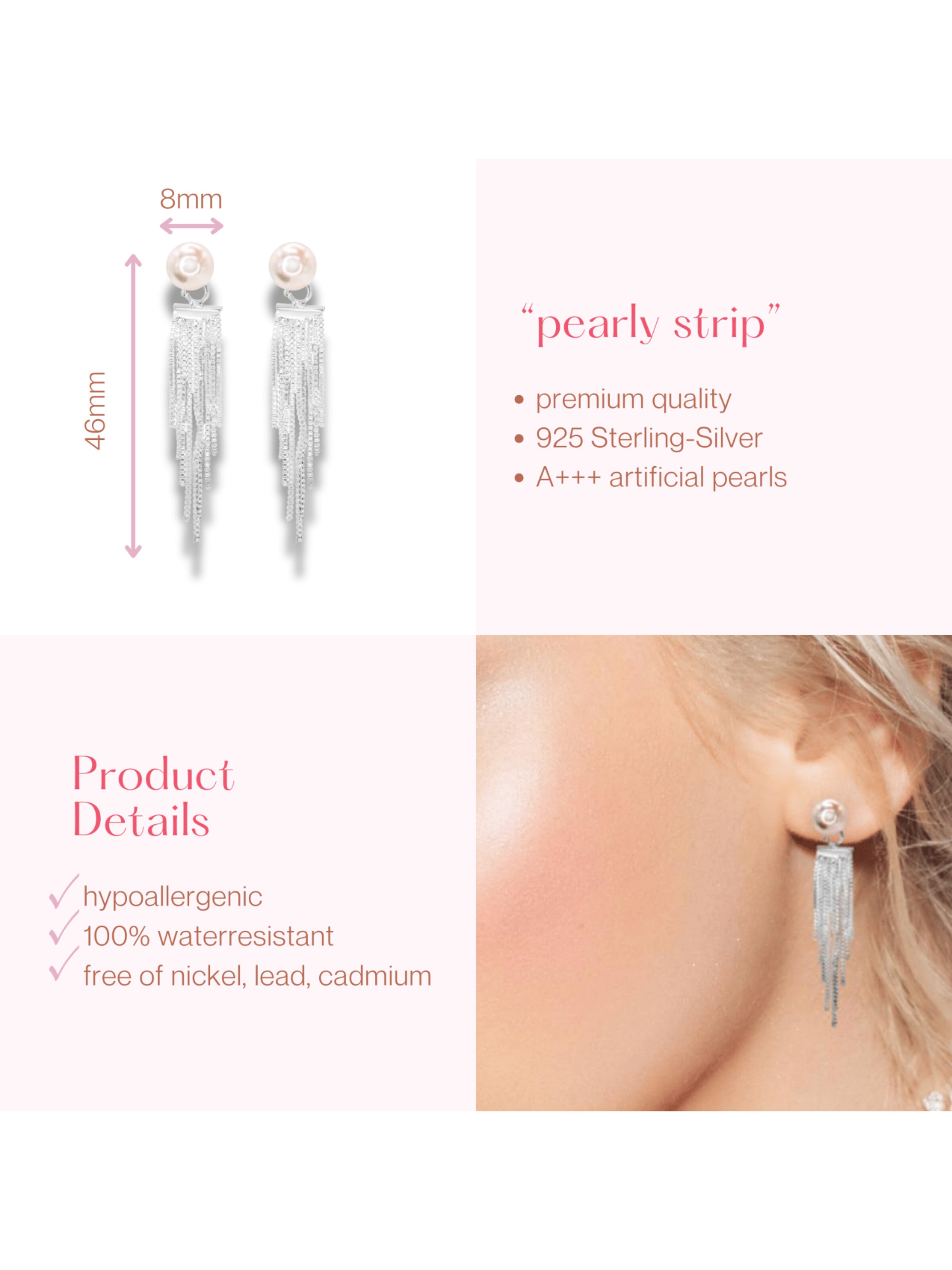 ARS-ARGENTI Earrings 'PEARLY STRIP' in Silver