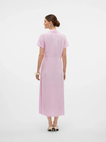 VERO MODA Jurk 'VERO MODA - VMLINN SS 7/8 VOLUME DRESS WVN - Dames - Maxi jurken' in Roze