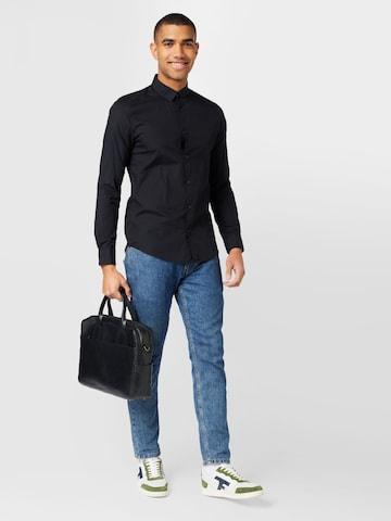 Coupe slim Chemise 'Poplin' Only & Sons en noir