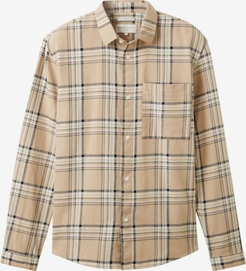 TOM TAILOR DENIM Comfort fit Button Up Shirt in Brown: front