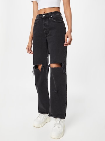 Abercrombie & Fitch Wide leg Jeans in Zwart: voorkant