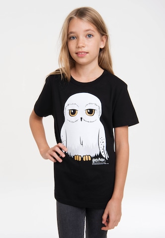 LOGOSHIRT T-Shirt 'Harry Potter – Hedwig' in Schwarz: predná strana