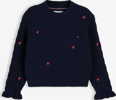 74 dydžio Megztinis iš TOMMY HILFIGER, spalva – tamsiai mėlyna / tamsiai raudona / balkšva, Prekių apžvalga