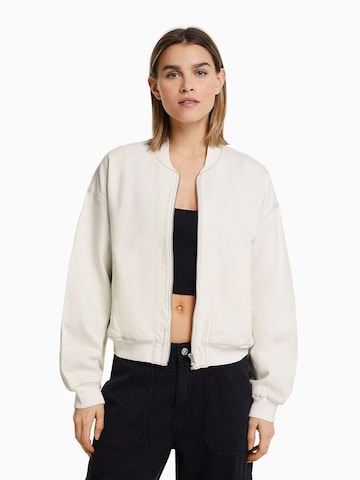 Bershka Between-Season Jacket in White: front