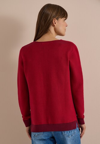 CECIL Pullover im Two-Tone-Look mit V-Neck in Rot