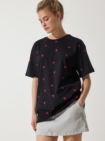 juoda Happiness İstanbul Marškinėliai: priekis