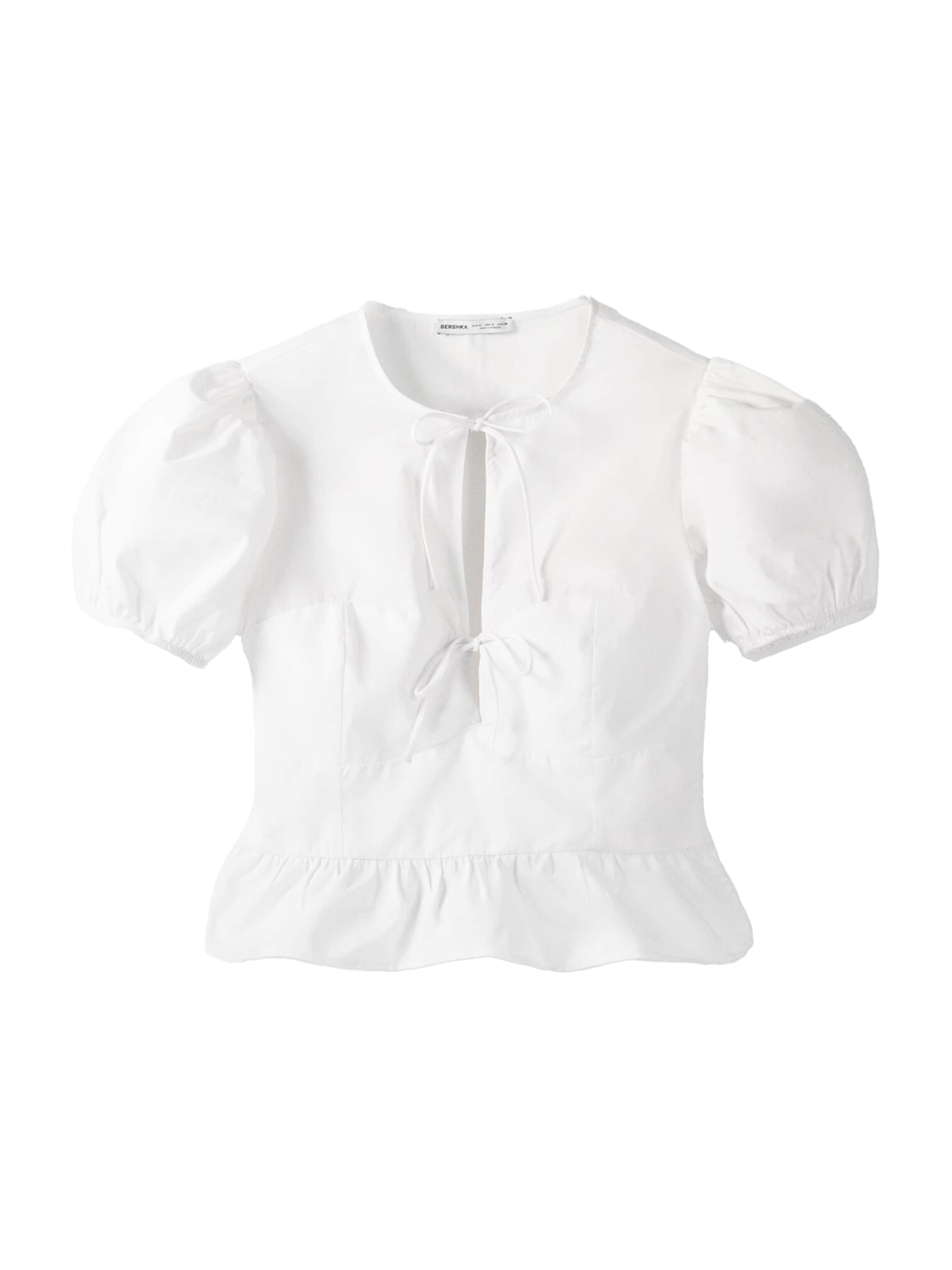 Bershka Блуза в бяло: отпред