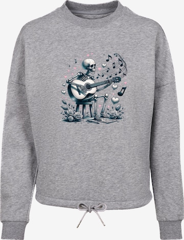 Sweat-shirt 'Skelett Spielt Gitarre, Musik, Liebe' F4NT4STIC en gris : devant