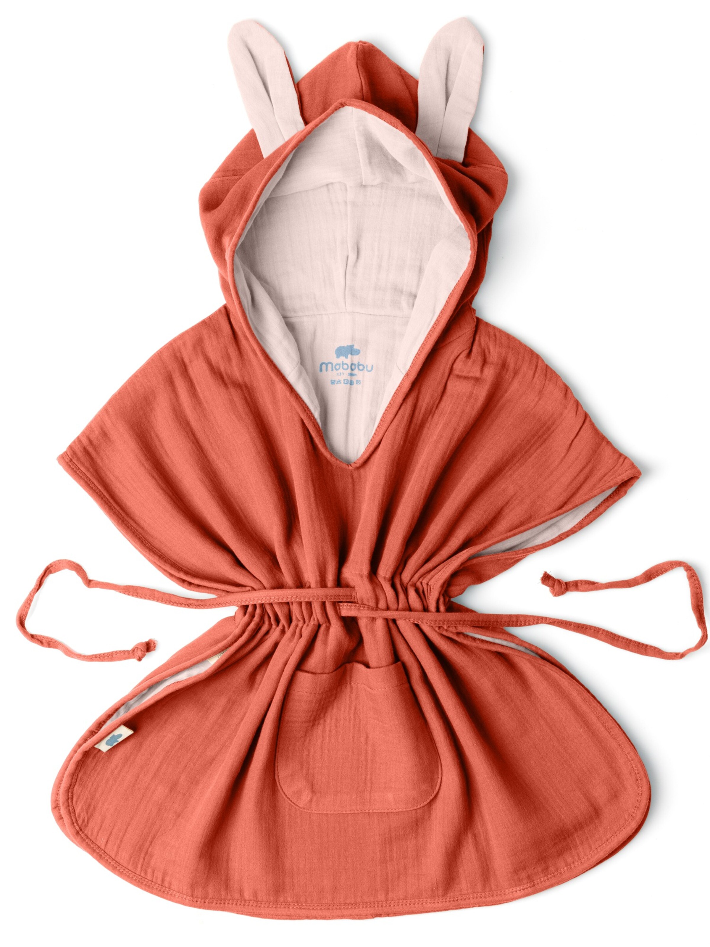 mababu Bathrobe 'Hasenohren' in Red