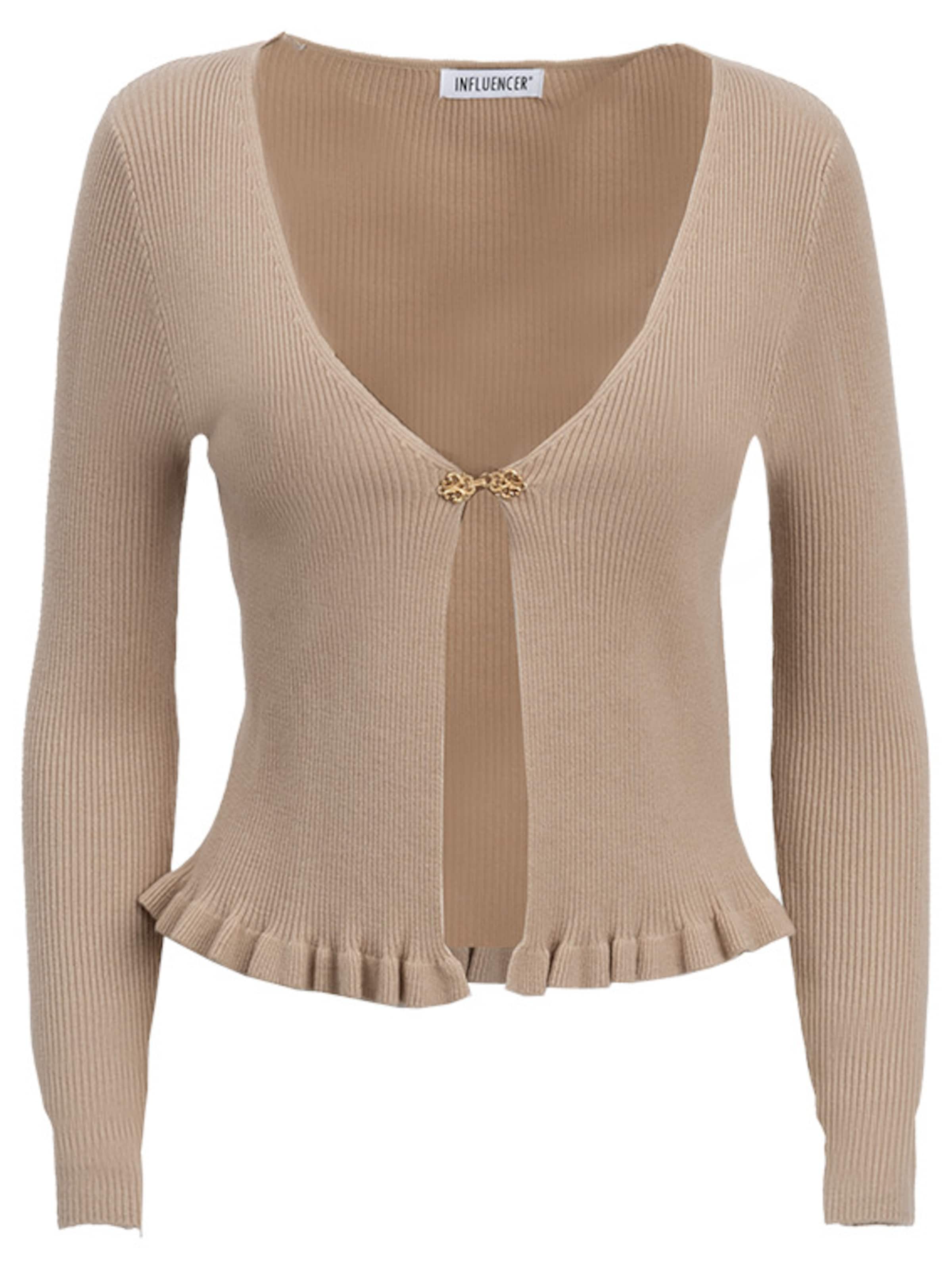 Influencer Pletena jopa | bež barva: sprednja stran