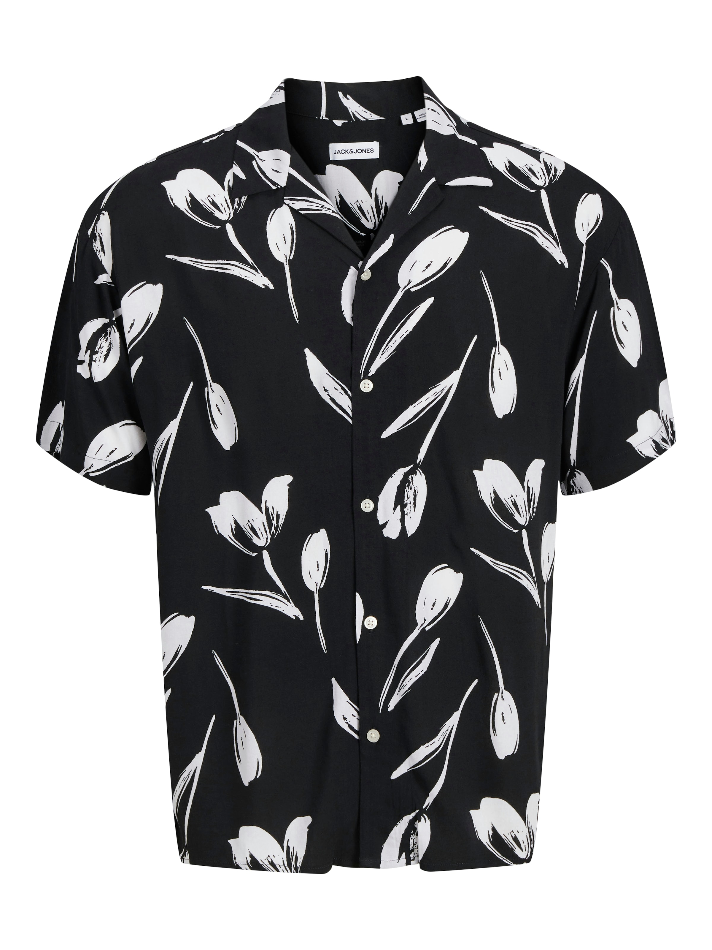 JACK & JONES Comfort fit Button Up Shirt 'JJEJEFF CHARGE' in Black: front