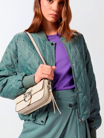 PINKO Skuldertaske 'Pinko Sac Rabat Love One Slouchy Zip Mini Vite Blanc' i hvid