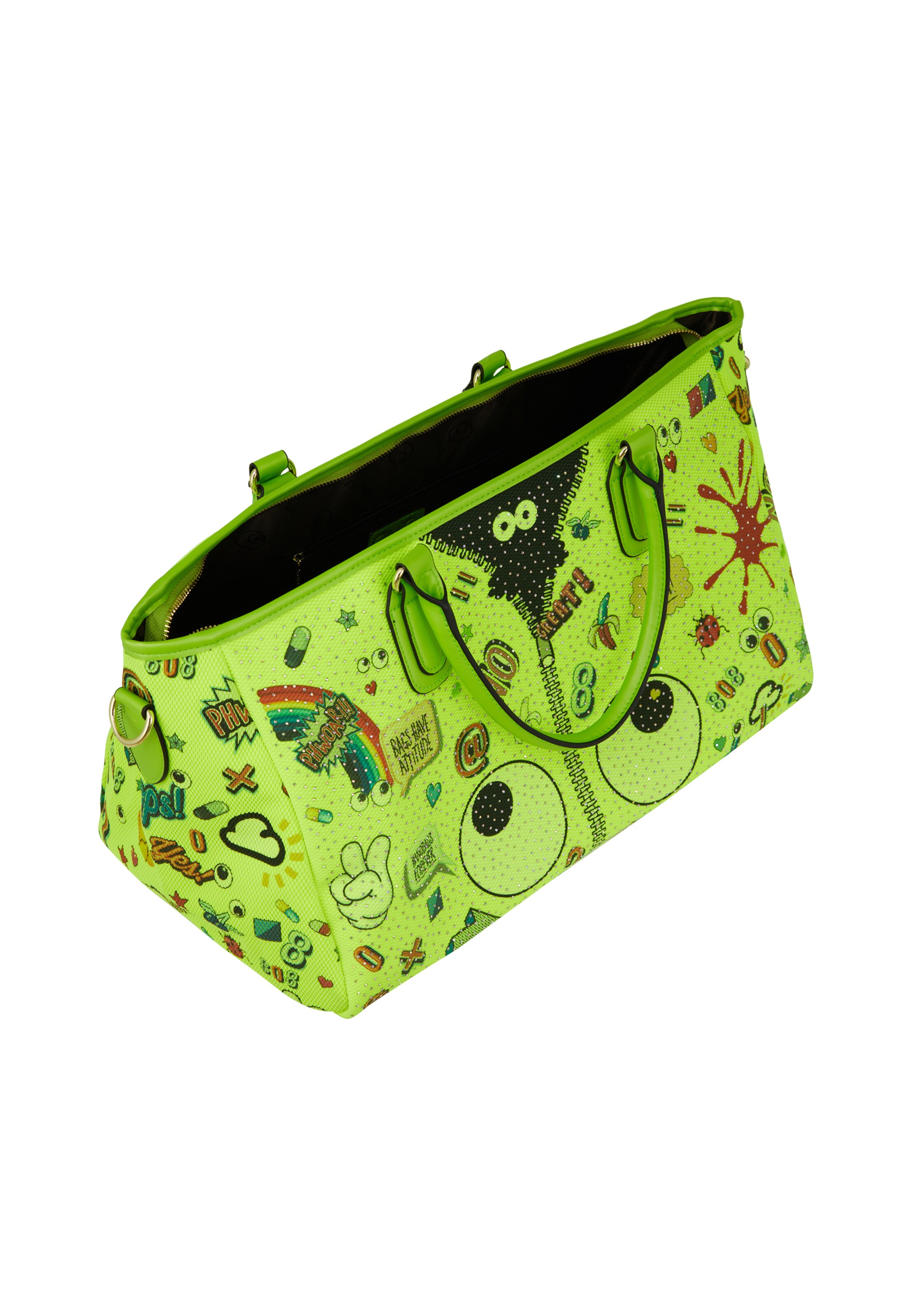 MYMO "Чанта тип ""Shopper""" 'Pop Eyetheme' в зелено