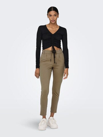 ONLY Slim fit Pleat-front trousers 'Poptrash' in Brown