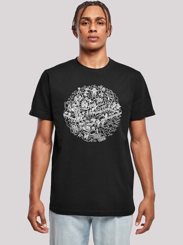 F4NT4STIC Shirt 'Star Wars Christmas Death Star Todesstern Weihnachten' in Black: front