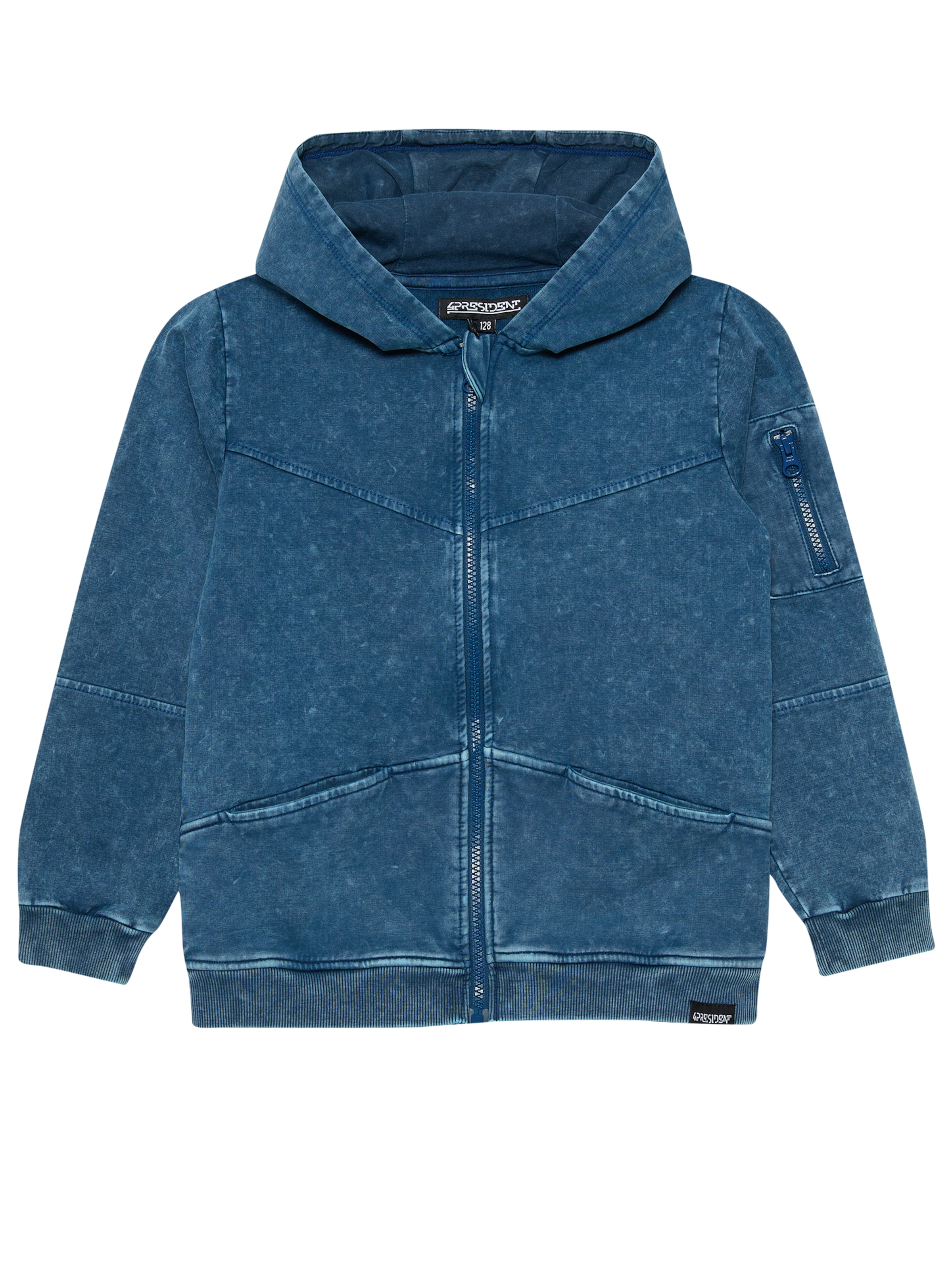 4PRESIDENT Zip-Up Hoodie 'Nijs' in Blue: front