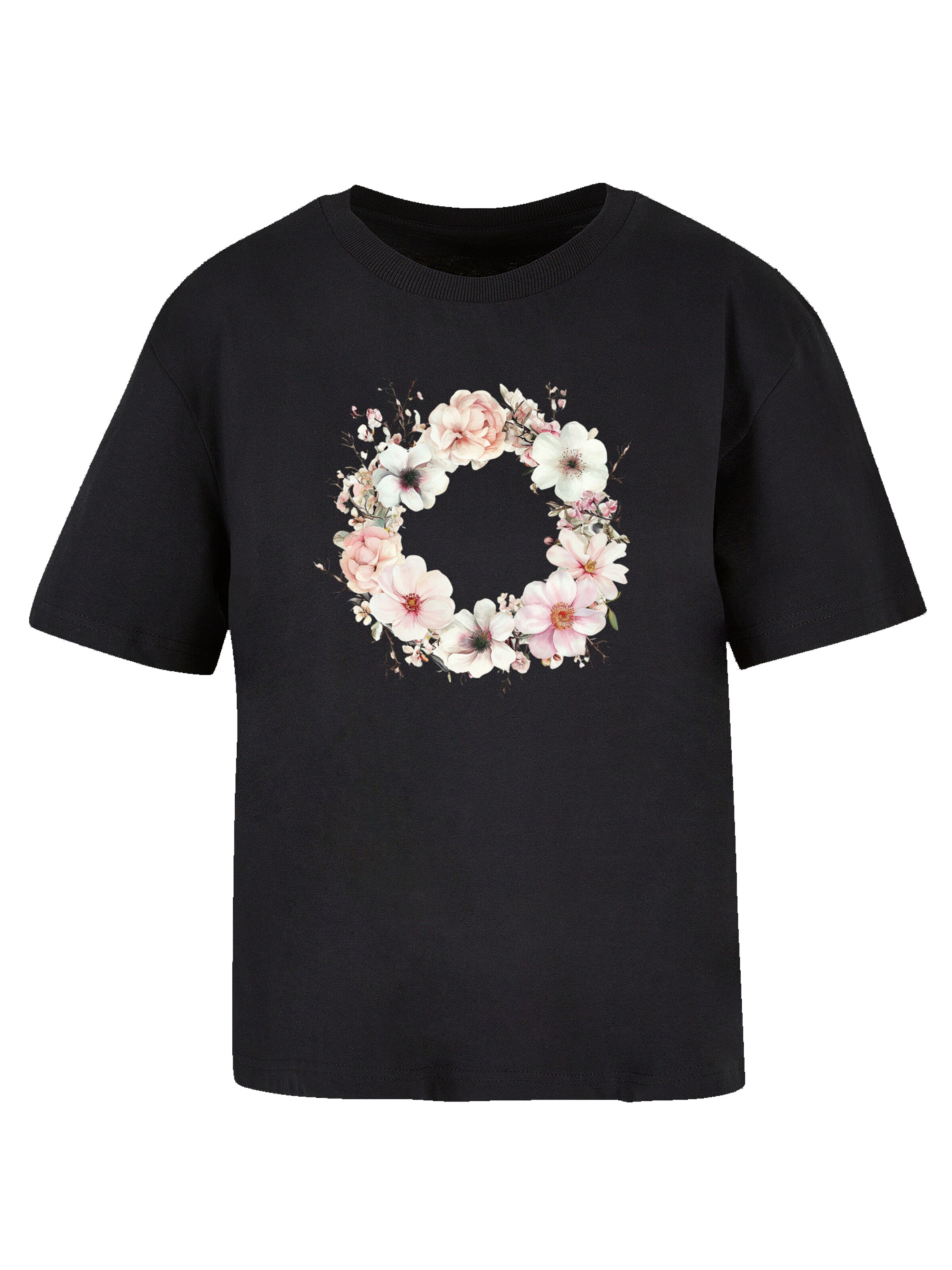F4NT4STIC Shirt 'Rosa Blumenkranz' in Zwart: voorkant