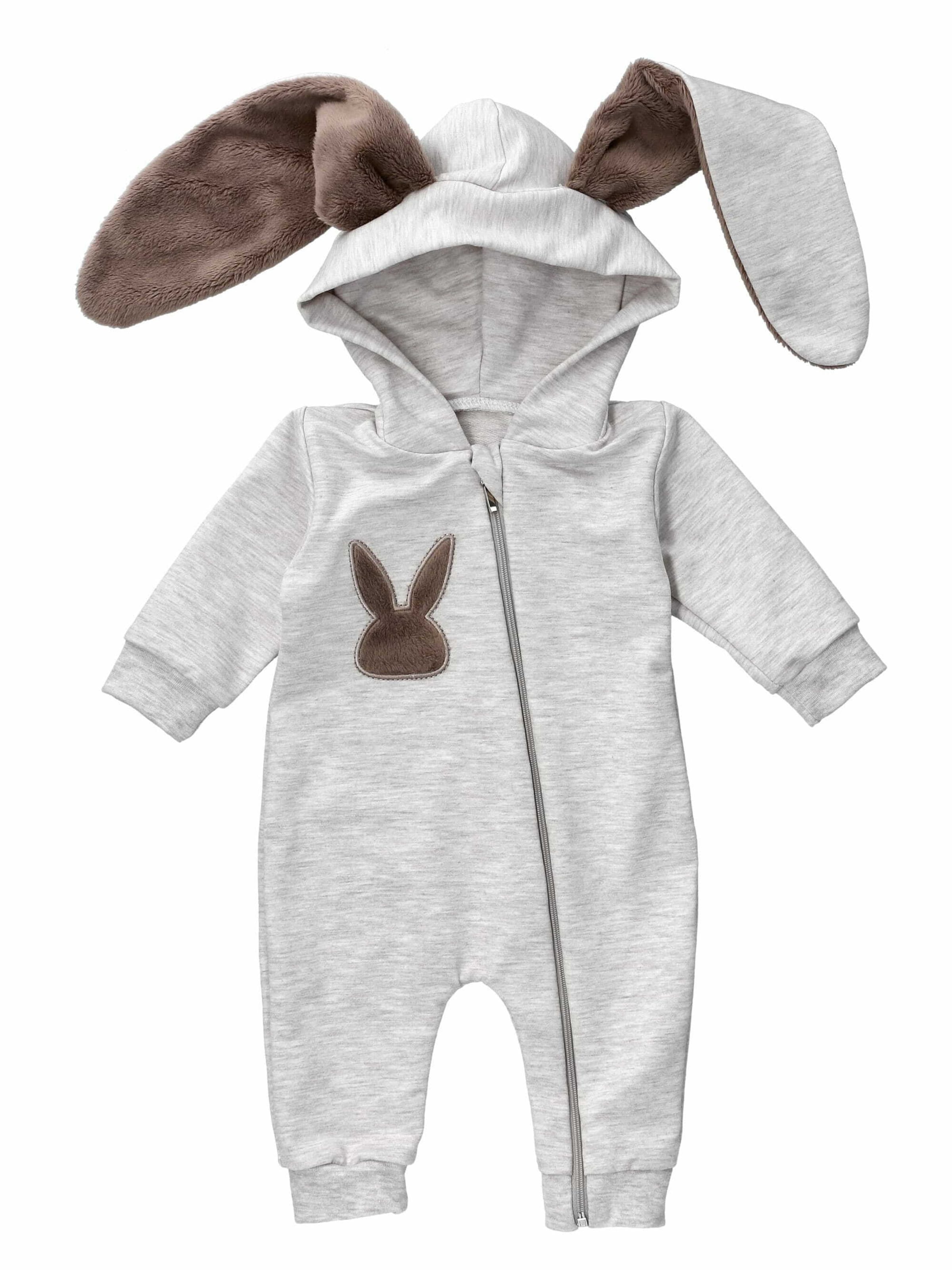 Baby Sweets Romper/bodysuit 'Hase' in Grey: front