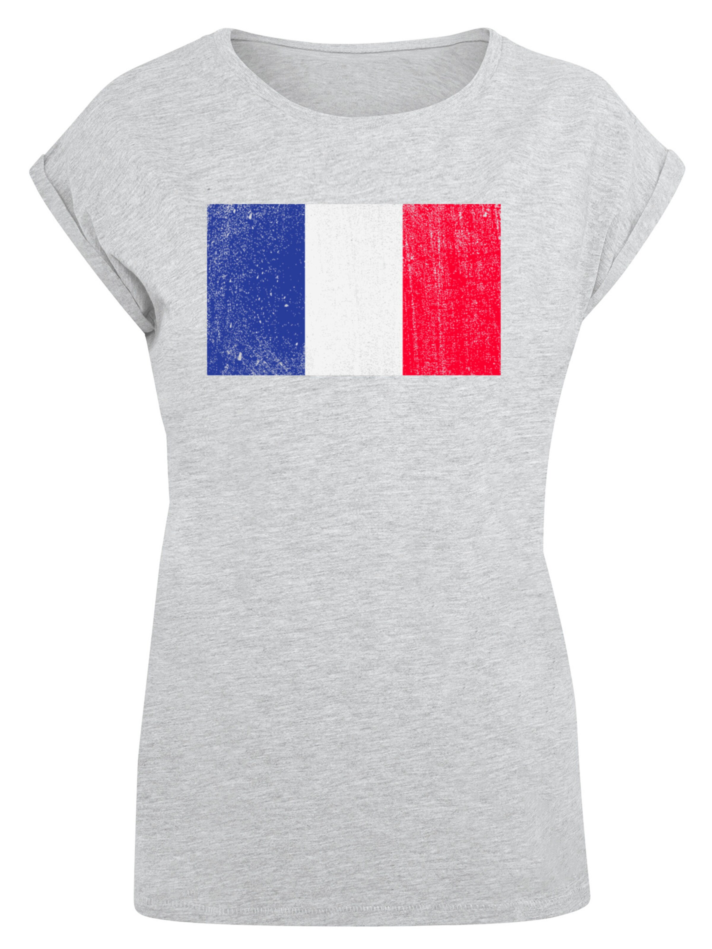 T-shirt 'France Frankreich Flagge distressed' F4NT4STIC en gris : devant