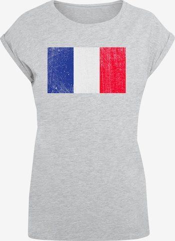 F4NT4STIC Shirt 'France Frankreich Flagge distressed' in Grey: front