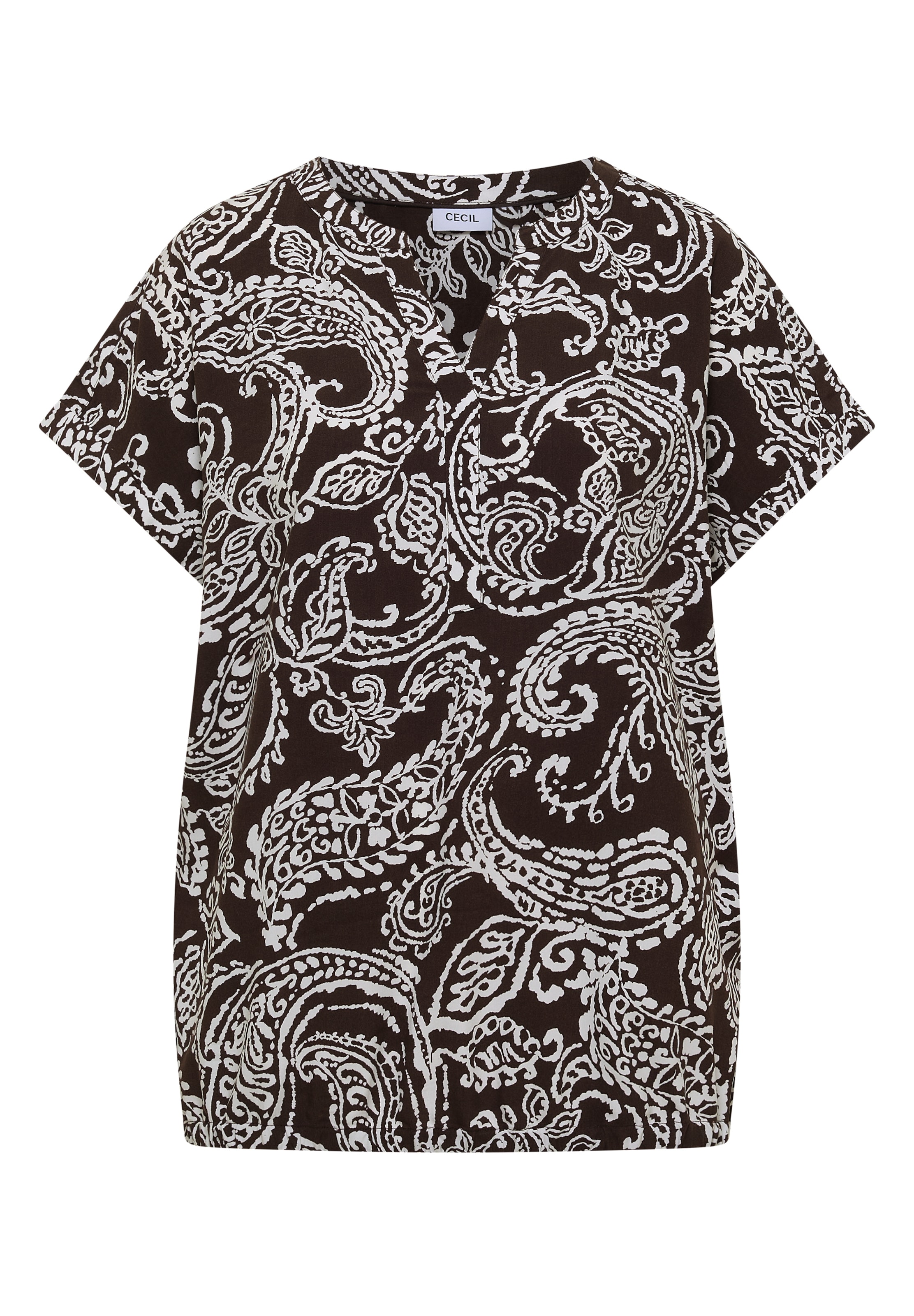 CECIL Bluse mit Split Neck und Print in XXXL in braun, Produktansicht