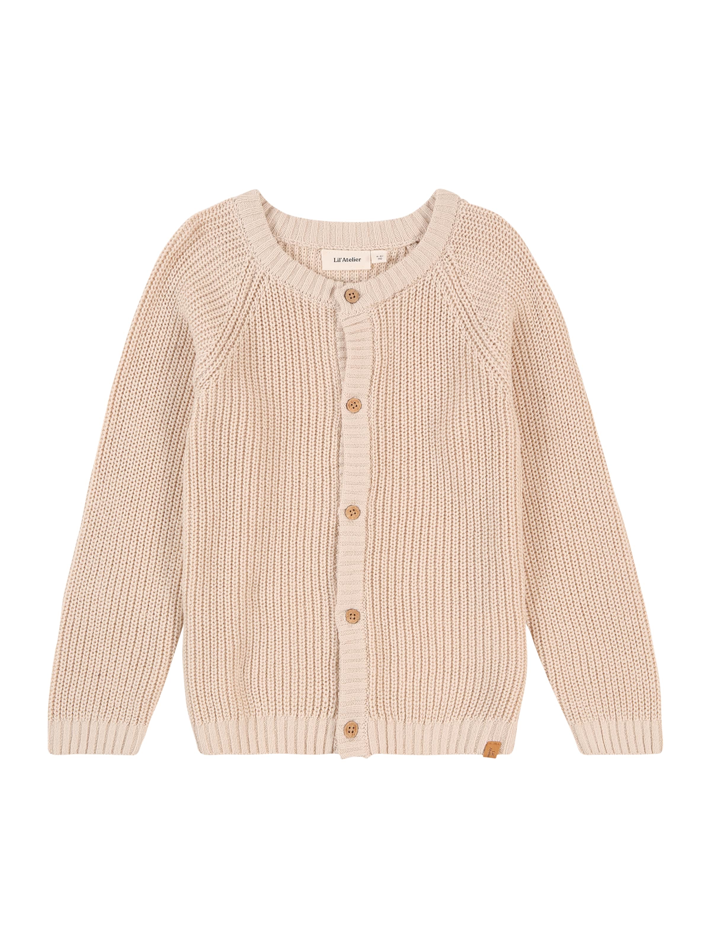 Lil'Atelier Knit Cardigan 'NMNEMLEN' in Beige: front