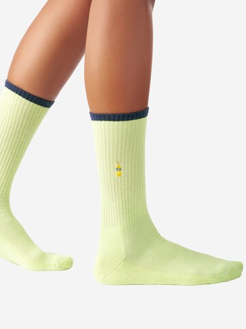 Von Jungfeld Socken 'Mix & Match Tennis mit Stickmotiven' in Gelb