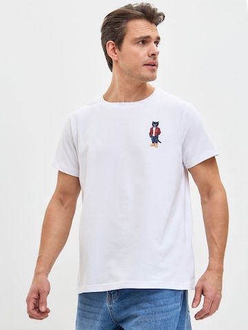T-Shirt CAT by Maniita Lacitta en blanc : devant