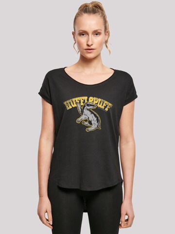 F4NT4STIC Shirt 'Harry Potter Hufflepuff Sport Emblem' in Zwart: voorkant