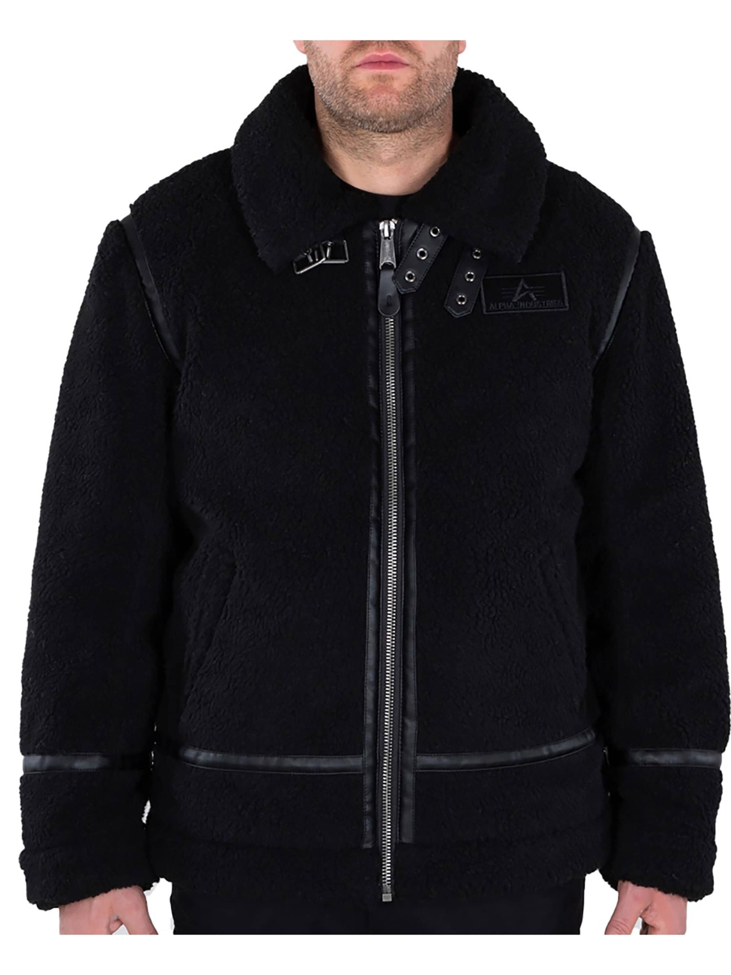ALPHA INDUSTRIES Übergangsjacke 'B3 Teddy'‌‌‌‌‌‌‌‌‌ in Schwarz: Vorderseite