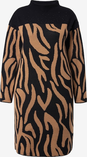 Ulla Popken Strickkleid in hellbraun / schwarz, Produktansicht