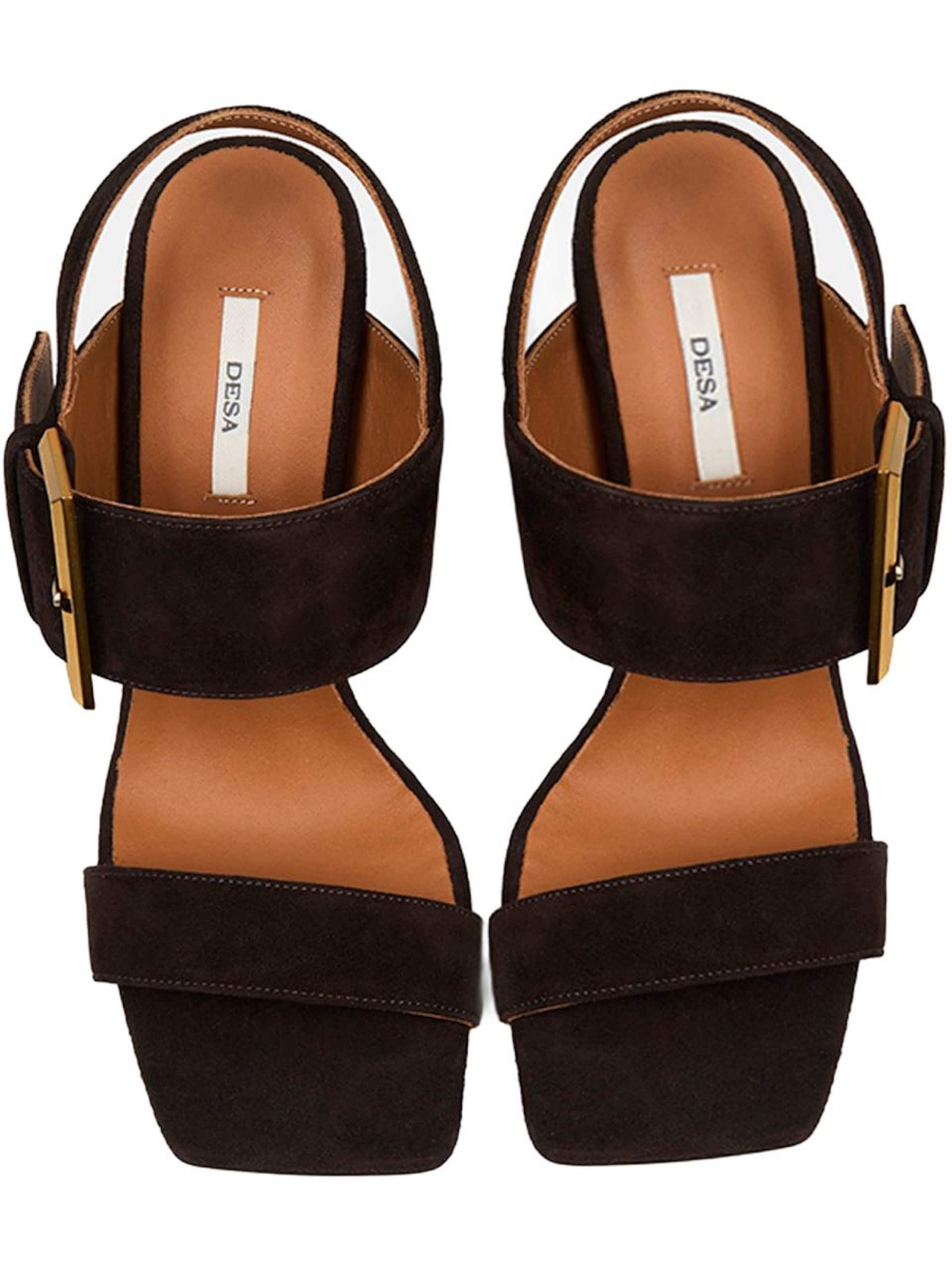 Desa Strap sandal 'DESA Damen-Abendsandalen aus Wildleder mit Schnallendetail' in Brown