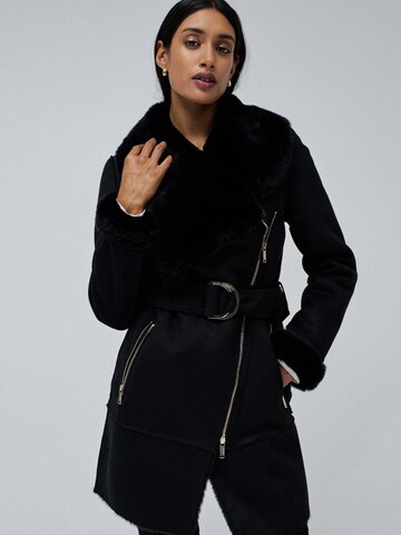 Salsa Jeans Winterjacke 'Long Shearling Coat'‌‌‌ in Schwarz