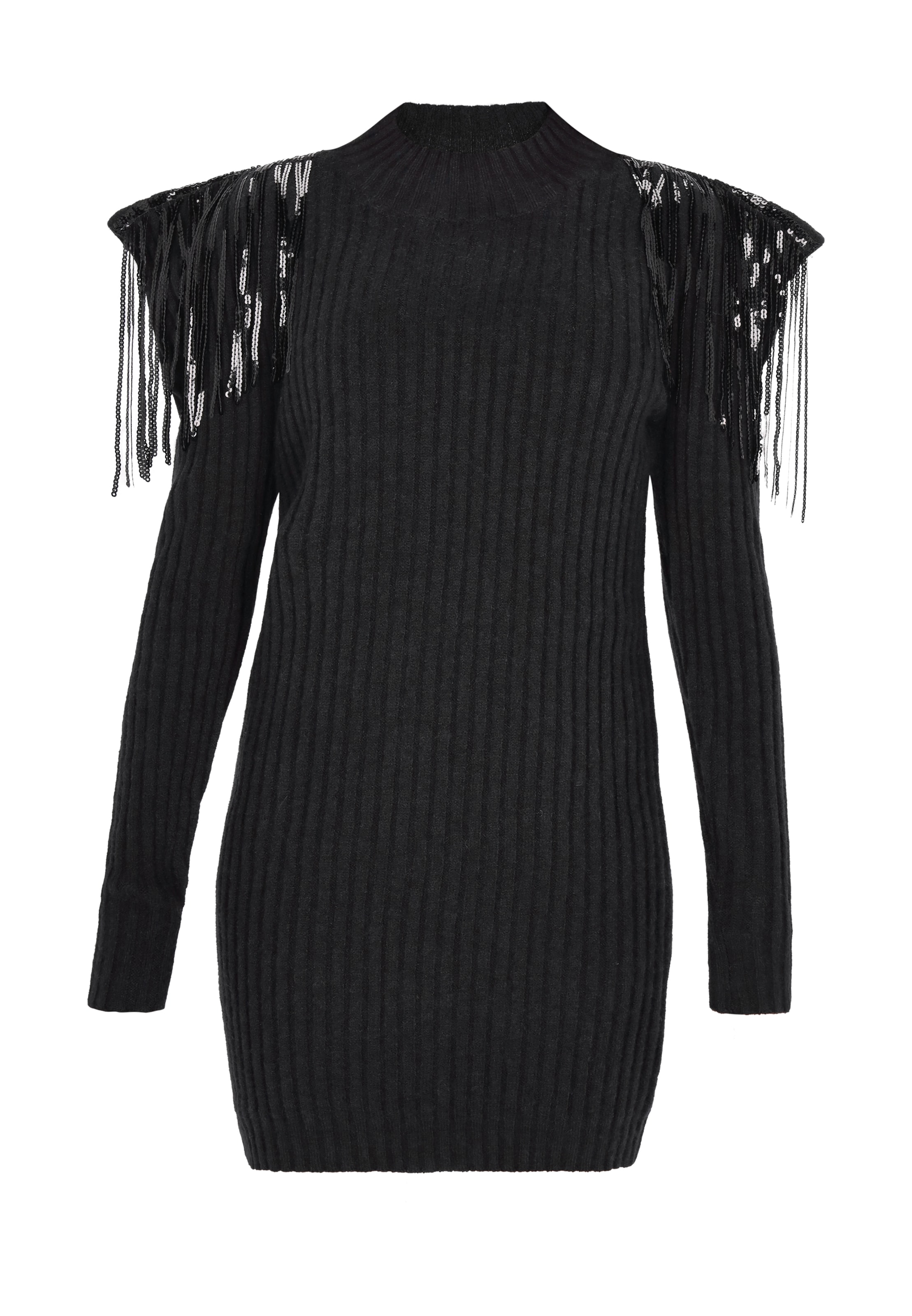 fainaPletena haljina - crna boja: prednji dio