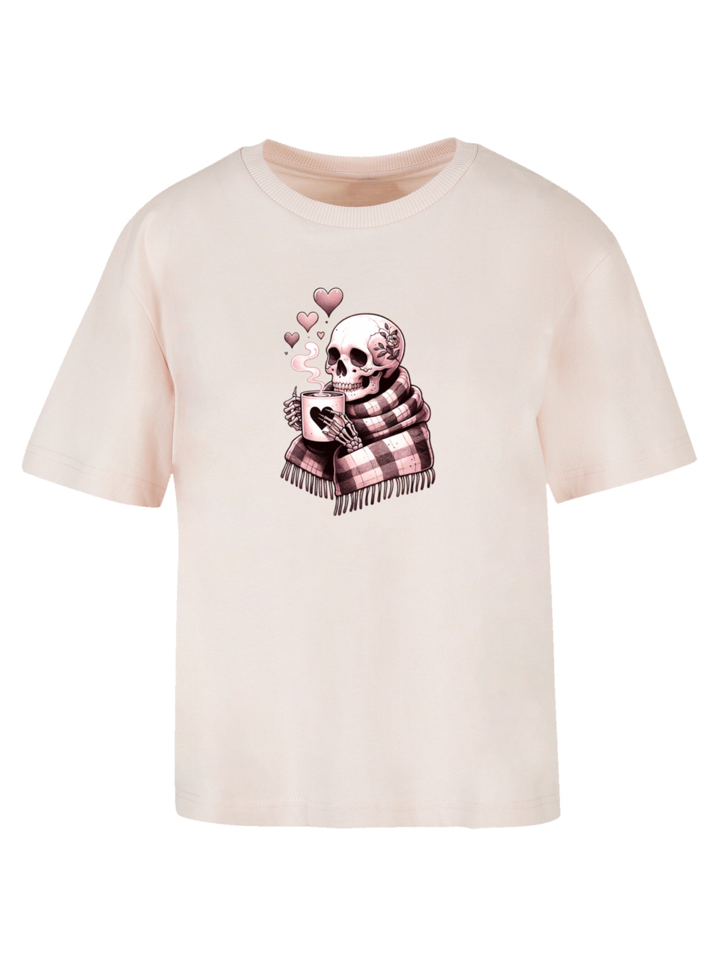 T-shirt 'Cozy Winter Skelett' F4NT4STIC en rose : devant