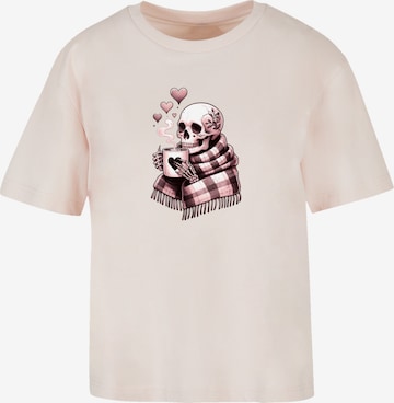 T-shirt 'Cozy Winter Skelett' F4NT4STIC en rose : devant